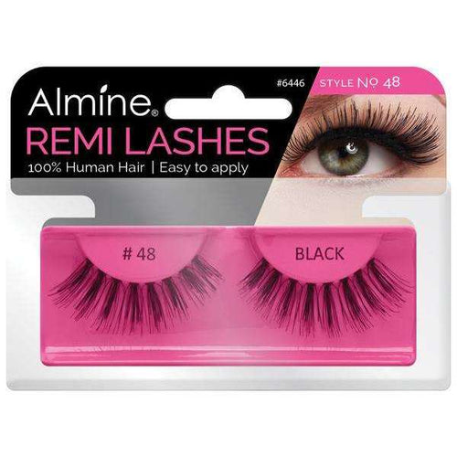 Almine Eyelashes (Style No.48) Black 100% Remi Hum An Hair | gtworld.be