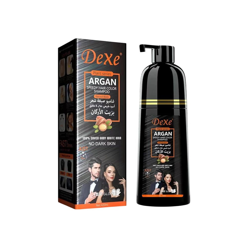 Dexe Health & Beauty Natural Black Dexe - Shampooing Colorant Express à l'Argan (420 ml)