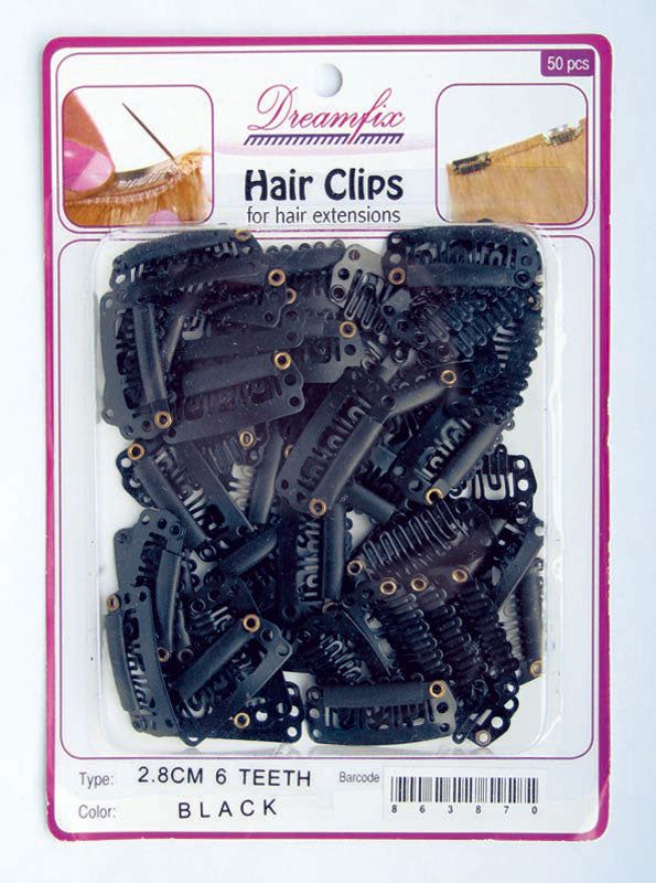 Dreamfix Dreamfix Hair Clips/ Black, 28mm, 6 Teeth, 50 pcs