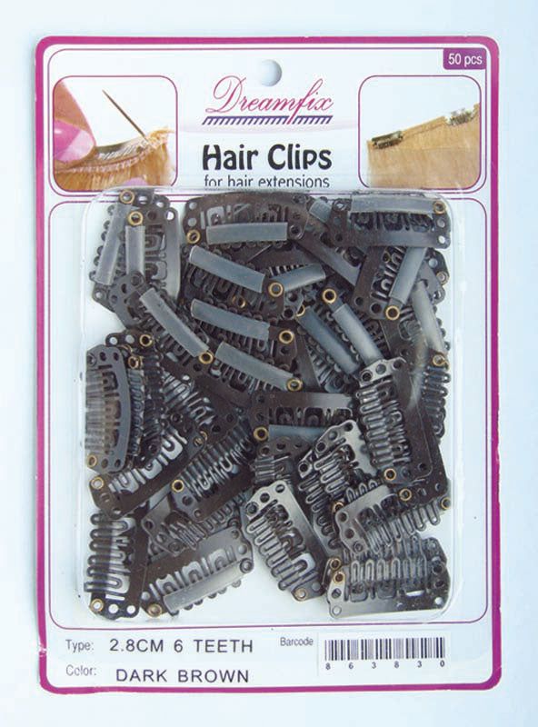 Dreamfix Dreamfix Hair Clips/ Dark Brown, 28mm, 6 Teeth, 50 Pieces