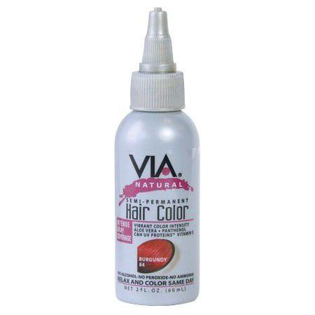 Via Natural Health & Beauty Via Hair Color Burgundy 84 60ml/2oz Via Natural Semi-Permanent Hair Color 60ml