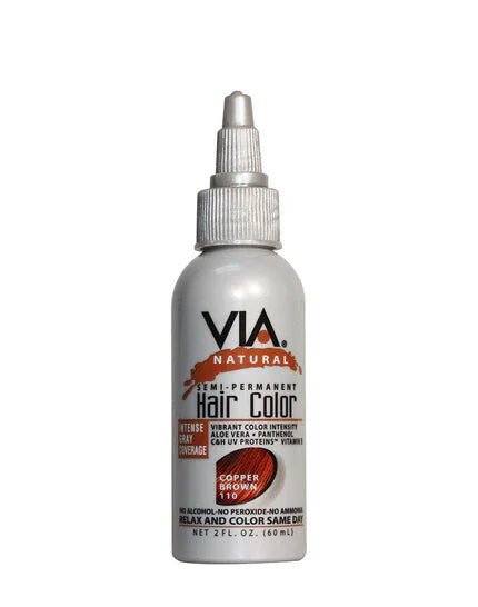 Via Natural Health & Beauty Via Hair Color Copper Brown 11 60ml/2oz Via Natural Semi-Permanent Hair Color 60ml