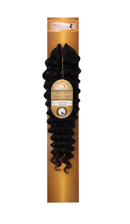 Dream Hair Health & Beauty Dream hair Human hair Crochet Deep Wave 14" & 18" (Natural Color)