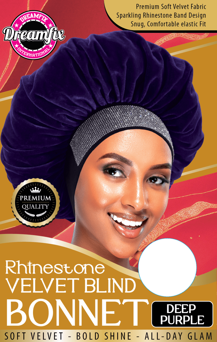 Dreamfix Health & Beauty Deep Purple Dreamfix Rhinestone Velvet Blind Bonnet