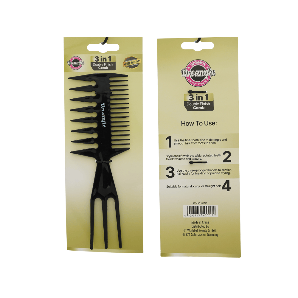 Dreamfix Health & Beauty Dreamfix 3 in 1 Double Finish Comb - Black