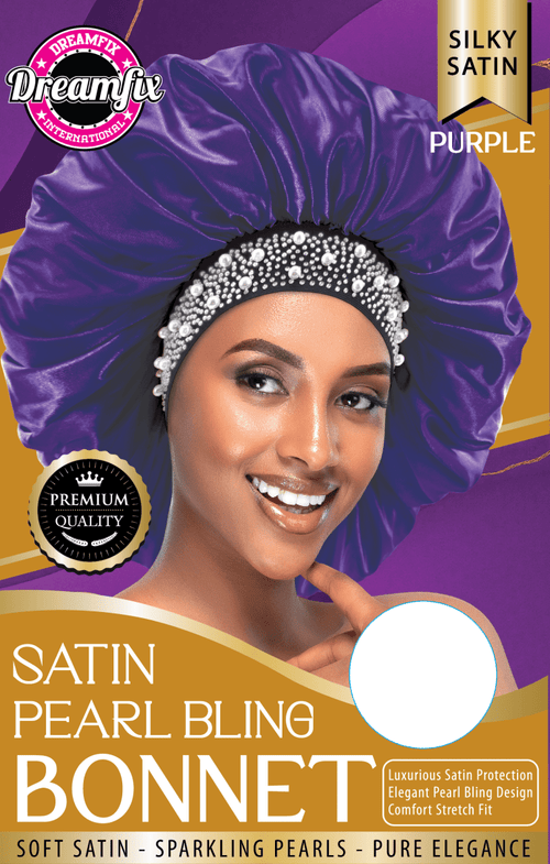 Dreamfix Health & Beauty Purple Dreamfix Satin Pearl Bling Bonnet