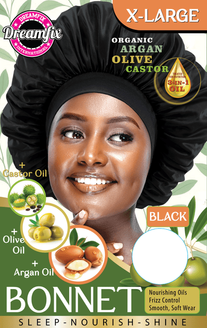 Dreamfix Health & Beauty X-Large / Black Dreamfix Organic Argan Olive Castor Bonnet