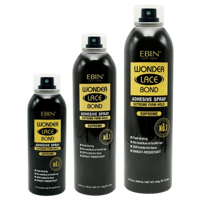 Ebin New York Health & Beauty Ebin New York Wonder Lace Bond Adhesive Spray Extreme Firm Hold Supreme 420/180/80 ml