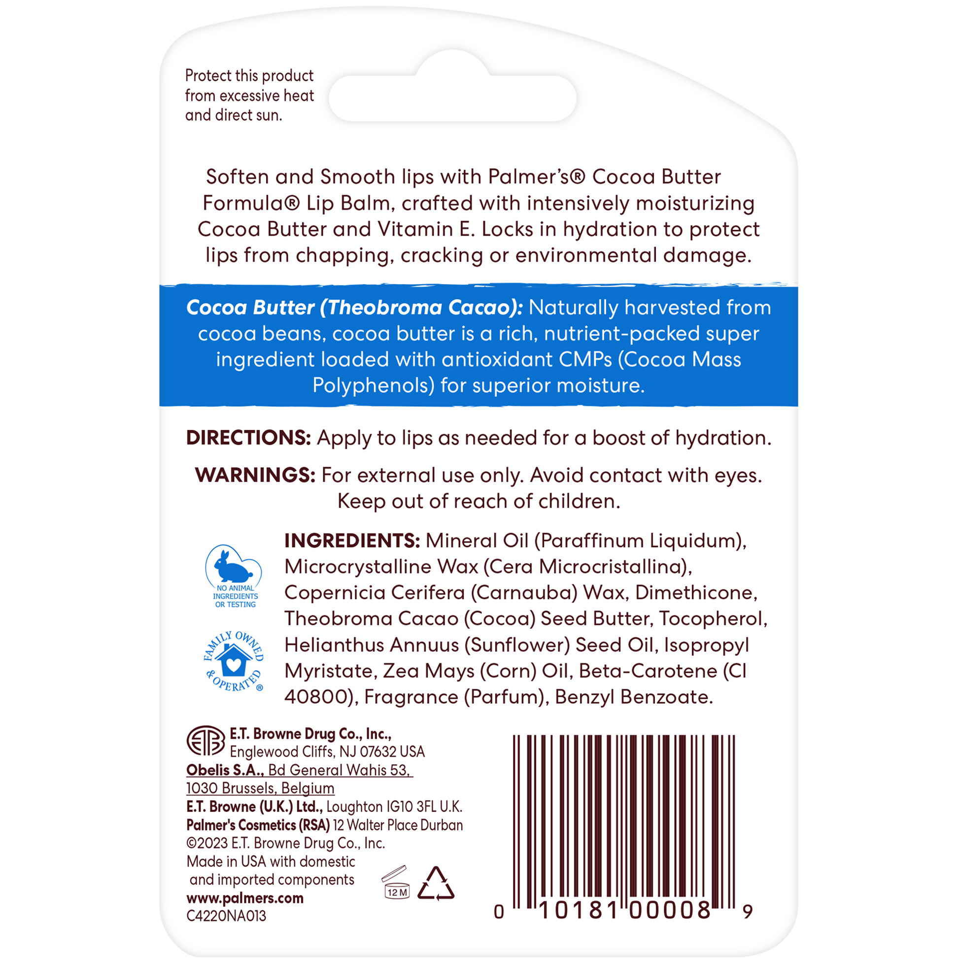 Palmer's Health & Beauty Palmer's Cocoa Butter Formula Original Ultra Moisturising Lip Balm 4g