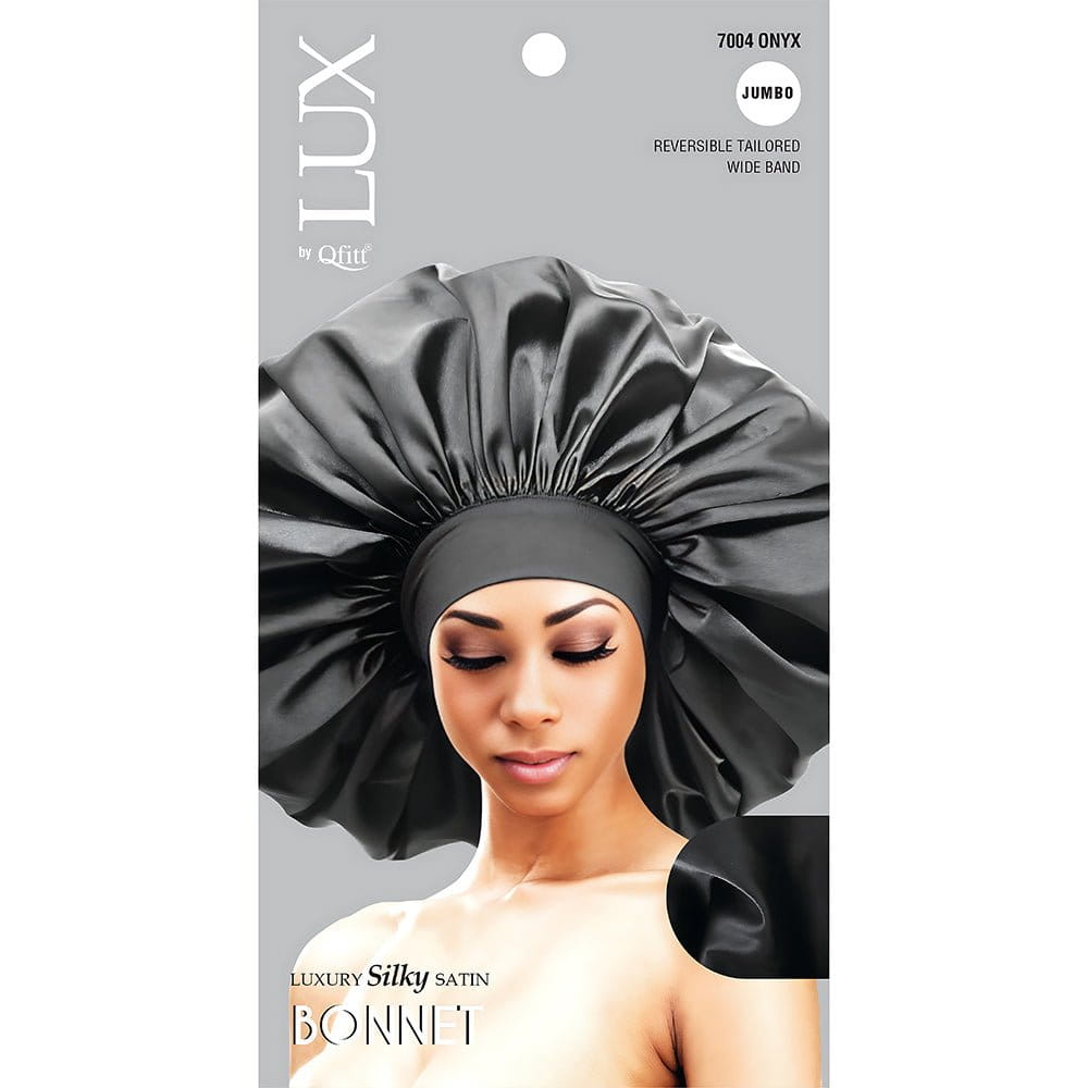Qfitt Health & Beauty Jumbo Qfitt - LUX Silky Satin Bonnet -(XL & Jumbo) Onyx