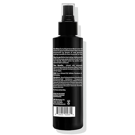 Sunny Isle Health & Beauty Sunny Isle - Spray thermique protecteur à base d'huile de ricin noire jamaïcaine 6oz