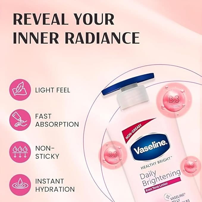 Vaseline Health & Beauty Vaseline – Lotion Éclaircissante Quotidienne (600ml / 725ml)