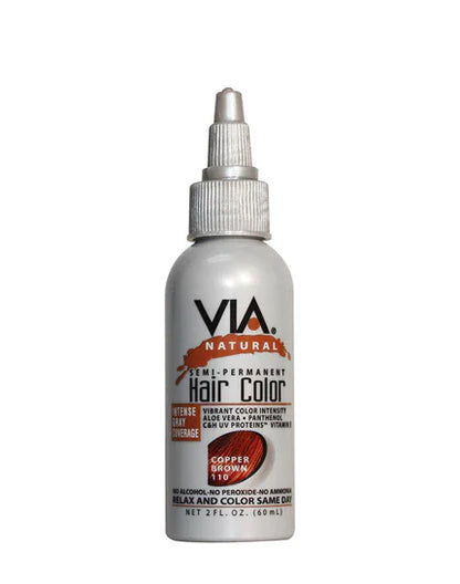 Via Natural Health & Beauty Via Hair Color Copper Brown 11 60ml/2oz Via Natural Semi-Permanent Hair Color 60ml
